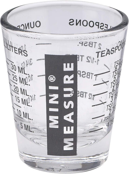 Kolder Mini Measure Heavy Glass, 20-Incremental Measurements Multi-Purpose Liquid and Dry Measuring Shot Glass, White