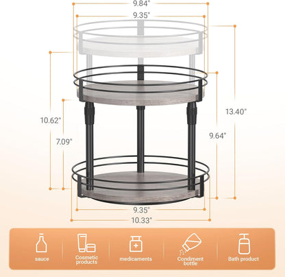 Across-Star Lazy-Susan-Organizer-Spice-Rack, Rotating Spice Organizer For Cabinet Pantry, Seasoning Holder Spice Shelf With Adjustable Height, Kitchen Counter Shelf Countertop Organizer