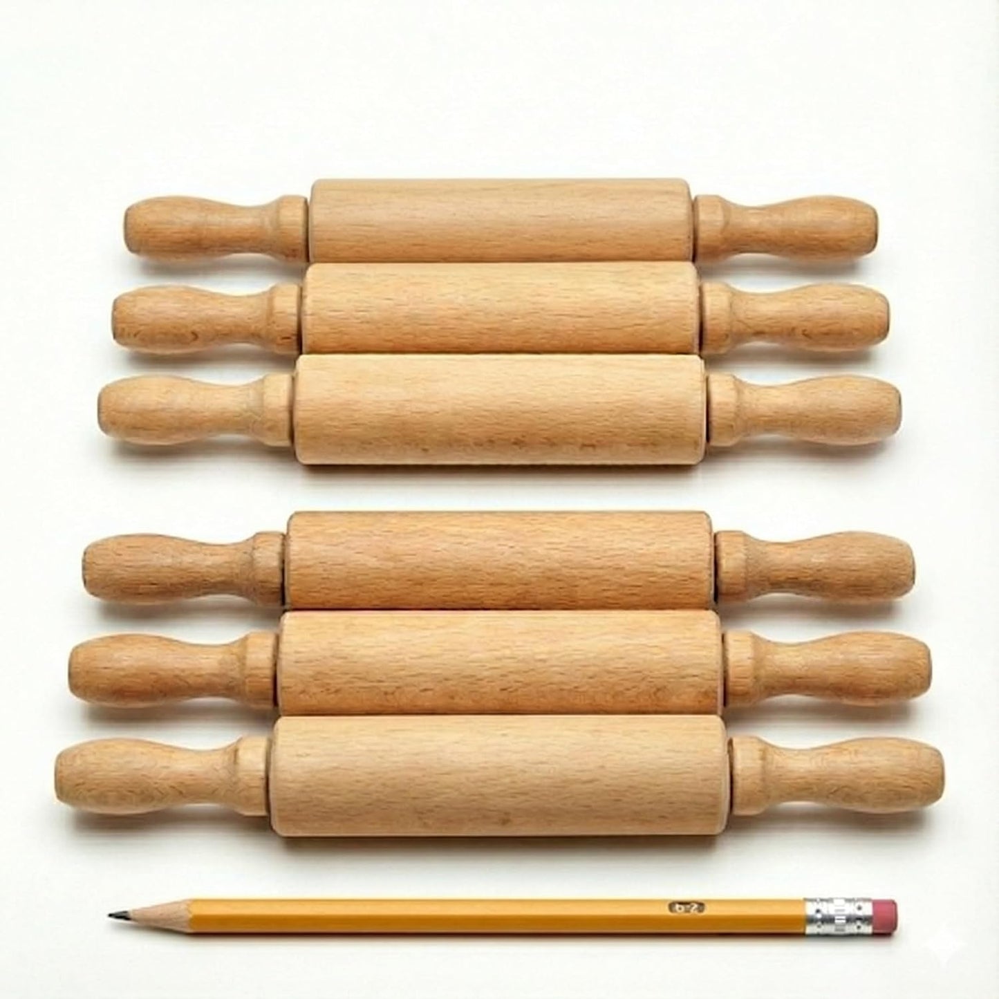 8-Inch Premium Kids Mini Rolling Pins (6-Pack) Splinter-Free, Non-Stick Hardwood for Baking, Sensory Crafts, Play-Doh, Clay, Therapeutic Fine Motor Skills for Toddlers, Great Gift for Children