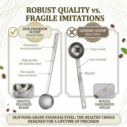 Coffee Scoop Stainless Steel Metal Coffee Measuring Scoop 2 Tbsp 30ml Scooper Spoons Long Handle Tablespoon Scooper Measuring Cup for Tea Sugar Ground CoffeeEspresso Protein