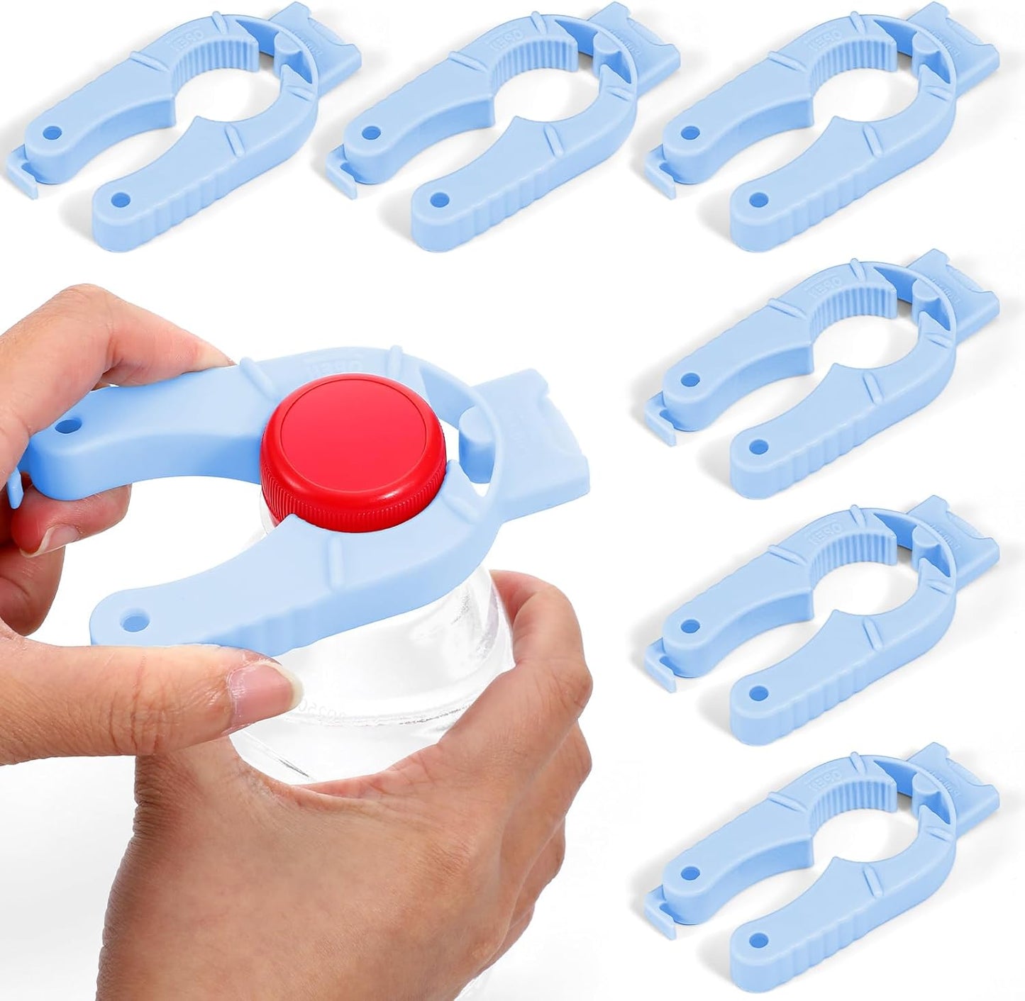 6PCS Water Bottle Opener, 3 in 1 Multi-Purpose Plastic Bottle Cap Opener Ergonomic Soda Can Openers for Seniors Weak Hands Elderly Pull Tab Soup Lid Seal Remover(Blue)