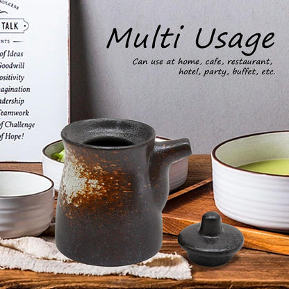 MDEOOSKY Ceramic Seasoning Bottle, Japanese Style Earthenware Ceramic Oil Dispenser, Olive Oil Dispenser, Sushi Sauce Container, 6.76 fl oz