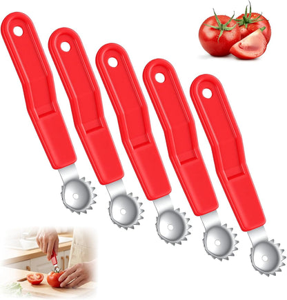 5 Pcs Tomato Corer Tool, Stainless Steel Tomato Corer, Multi-Purpose Strawberry Corer with Plastic Handle for Fruit Stem Remover Kitchen Tool