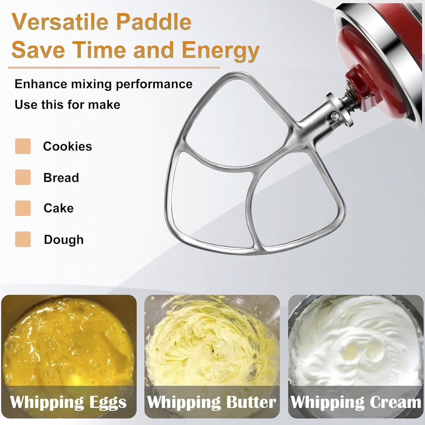 Flat Beater for KitchenAid 5-6 Quart Bowl-Lift Stand Mixer, Stainless Steel Paddle Attachments Fits for Kitchenaid Professional 5 Plus and 600 Seris Mixer, Mixing Accessories, Dishwasher Safe