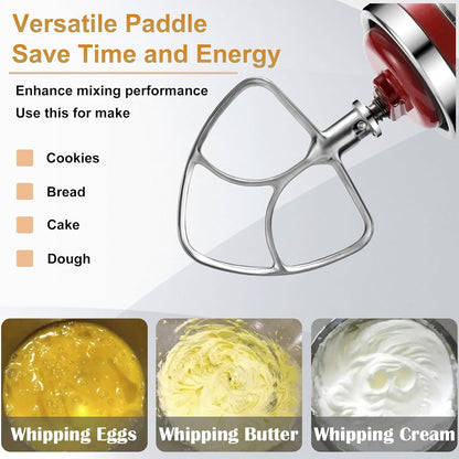 Flat Beater for KitchenAid 5-6 Quart Bowl-Lift Stand Mixer, Stainless Steel Paddle Attachments Fits for Kitchenaid Professional 5 Plus and 600 Seris Mixer, Mixing Accessories, Dishwasher Safe