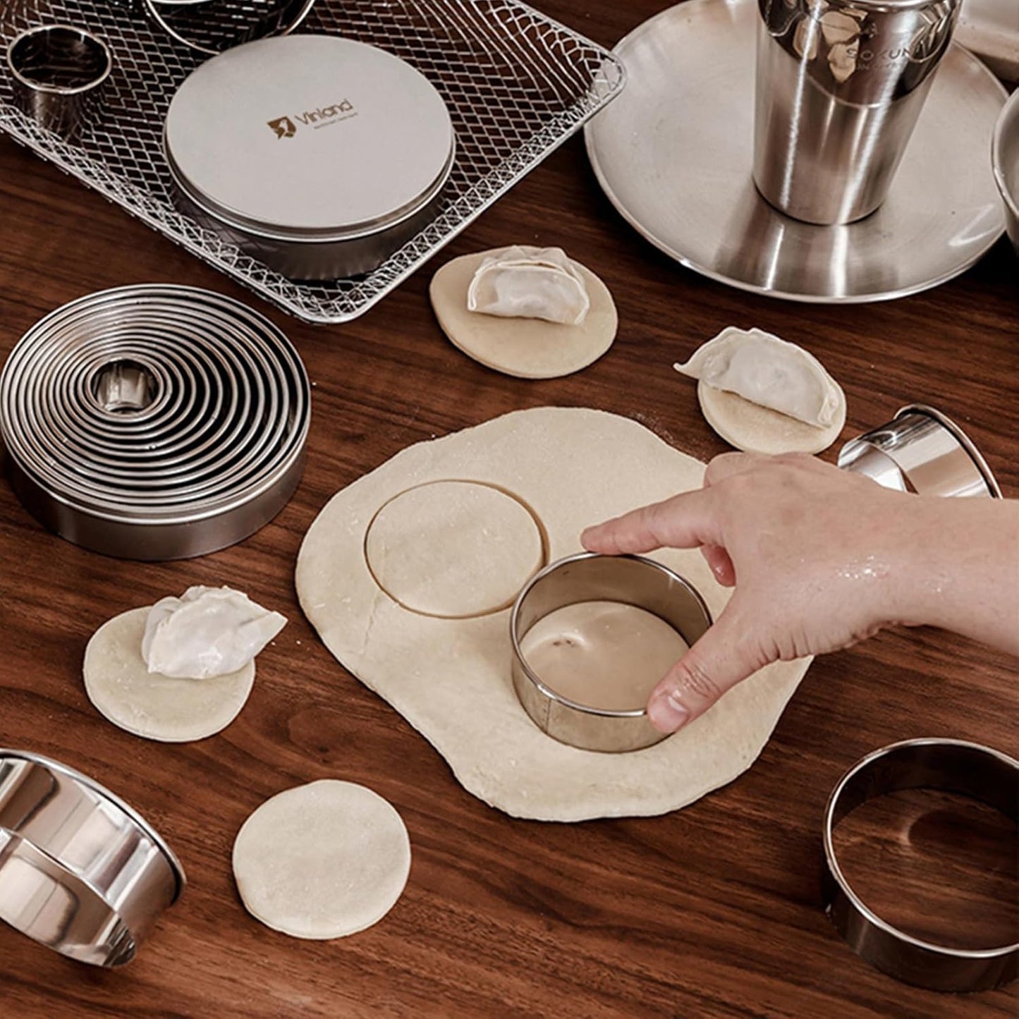 12 Pcs 304 Stainless Steel Biscuit Cutter Set - Round Cookie Cutters for Baking (1/2/3/4/5'') with Storage Box, Dough Pastry Cake Circle Cutting Ring Molds, Non-Rust, Dishwasher Safe & 1.5‘’ High