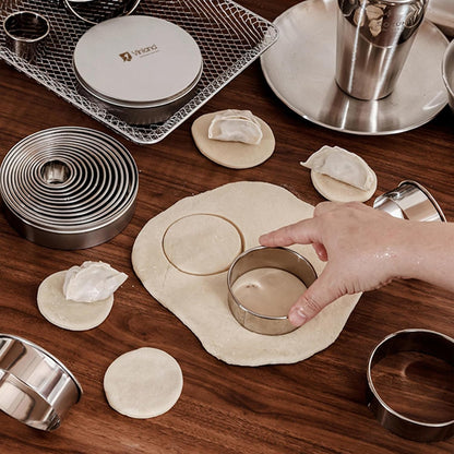 12 Pcs 304 Stainless Steel Biscuit Cutter Set - Round Cookie Cutters for Baking (1/2/3/4/5'') with Storage Box, Dough Pastry Cake Circle Cutting Ring Molds, Non-Rust, Dishwasher Safe & 1.5‘’ High