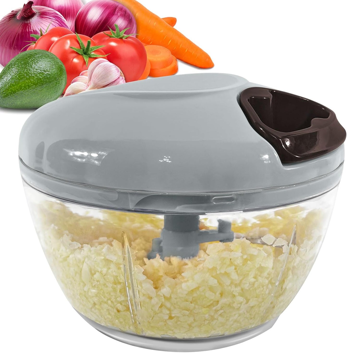 Garlic Chopper Mincer Manual Vegetable Chopper 500ml - with Pull String Garlic Press Crusher 5 Sec Chop Food Quickly, for Garlic, Ginger, Potato, Avocado, Onion, Salad, etc., Pink