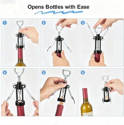 Wine Opener,Multifunctional Bottles Opener Zinc Alloy Corkscrew Wine Opener with Ergonomic Wing Handle (navy blue)