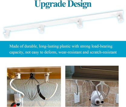 Plastic Stand Mixer Attachment Holder Compatible With Kitchenaid Mixer Accessories, Organize Flat Paddle Beater, Wire Whisk, Dough Hook Attachments, Space Saver for Wall or Below Cabinets,1 Pcs Black