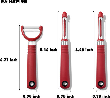 Rainspire 3-Piece Peeler Set, Premium Swivel Vegetable Peeler, Kitchen Gadgets Apple Peeler Potato Peeler Veggie Peeler Fruit Peeler, Dishwasher Safe Kitchen Accessories, Black
