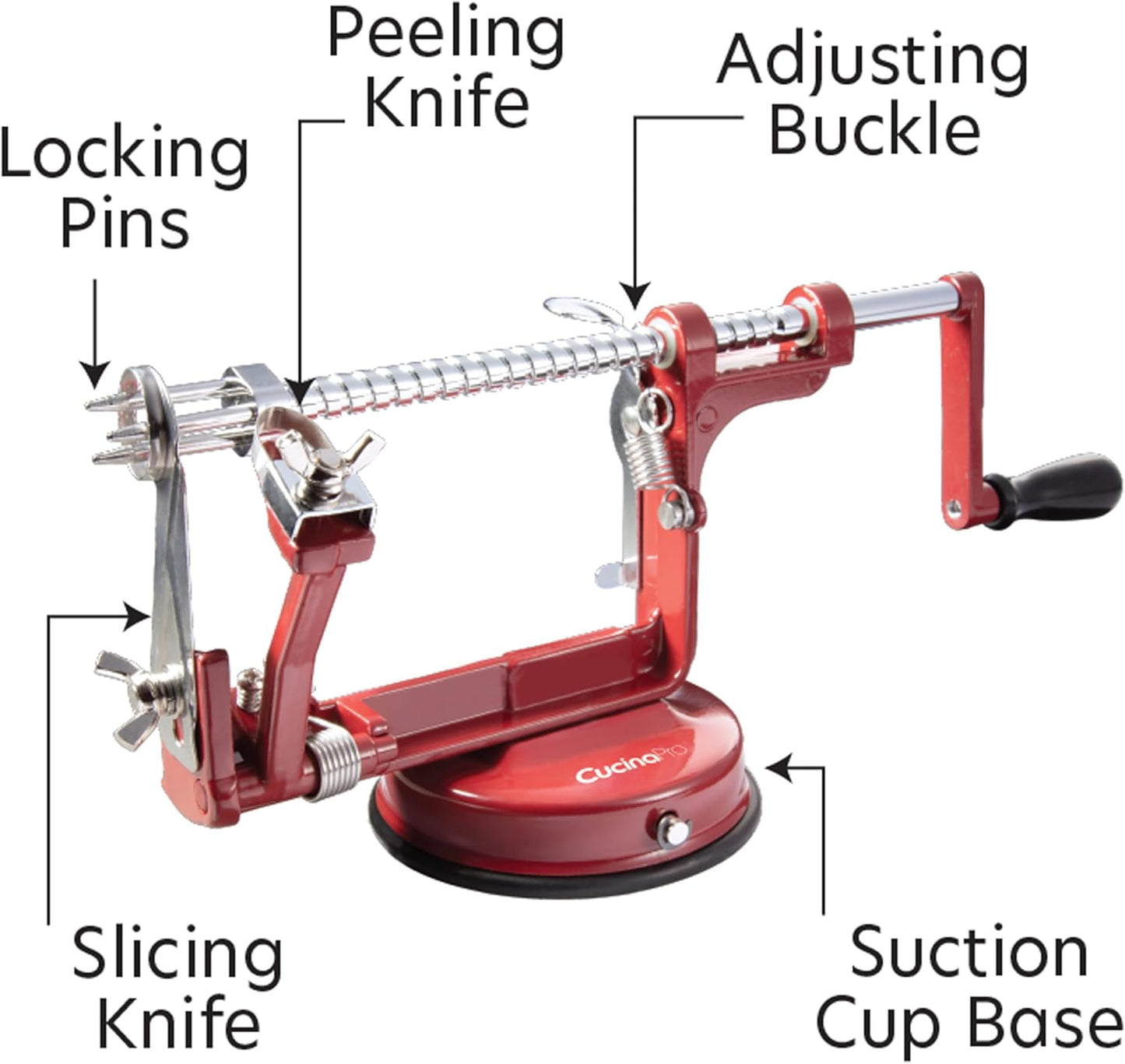 Apple Peeler and Corer - Durable, Heavy Duty Chrome Cast Iron with Powerful Countertop Suction, Hand Crank for Fruits, Apples, Potatoes or Veggies, Fall Picking Season and Holiday Pie Making Essential