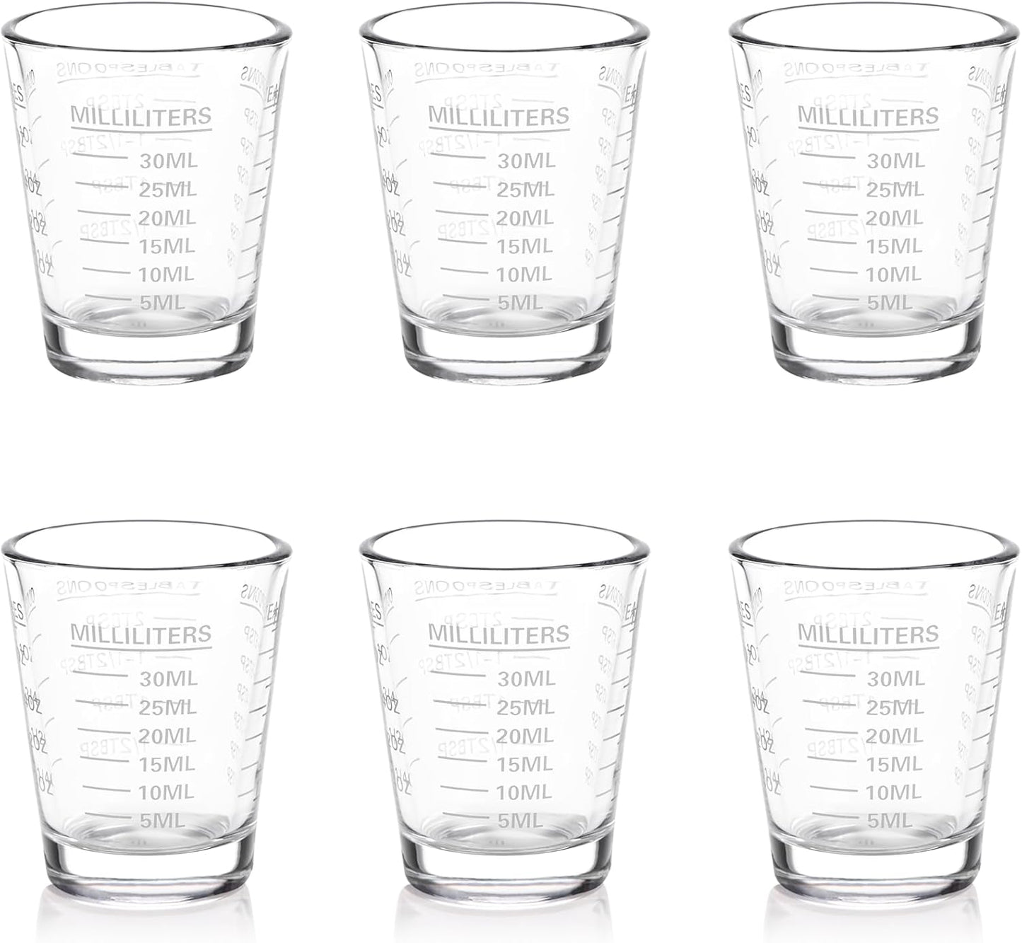 SAIAOKJ Shot Glasses Measuring Cup Set 2PACK Espresso Shot Glasses Liquid Heavy Glass 26-Incremental Measurement 1 OZ, 2 TBS, 6 TSP, 30 ML Kitchen Tools (Red)