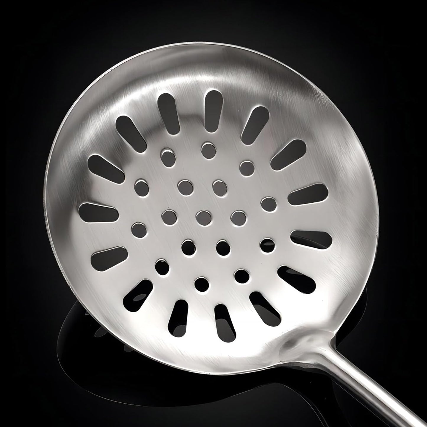 GREATLINK Strainer Skimmer Ladle, Slotted Spoons for Cooking and Frying, Kitchen Utensils Durable 304 Stainless Steel Skimmers Pasta Strainer Spoon with Wooden Handle,15.2 Inch