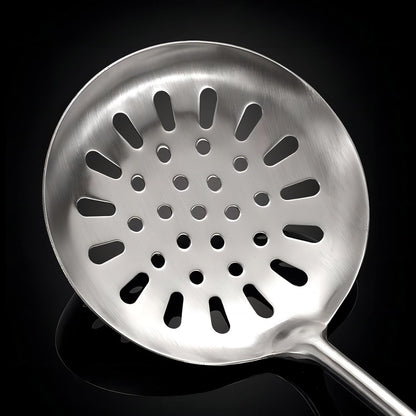 GREATLINK Strainer Skimmer Ladle, Slotted Spoons for Cooking and Frying, Kitchen Utensils Durable 304 Stainless Steel Skimmers Pasta Strainer Spoon with Wooden Handle,15.2 Inch