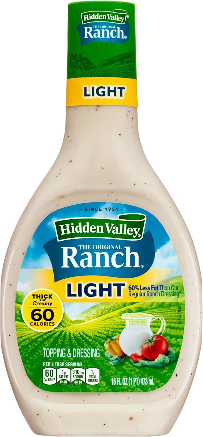Hidden Valley Light Ranch Condiment and Dressing, Easy Squeeze Bottle, 16 Fl Oz, (Package May Vary)