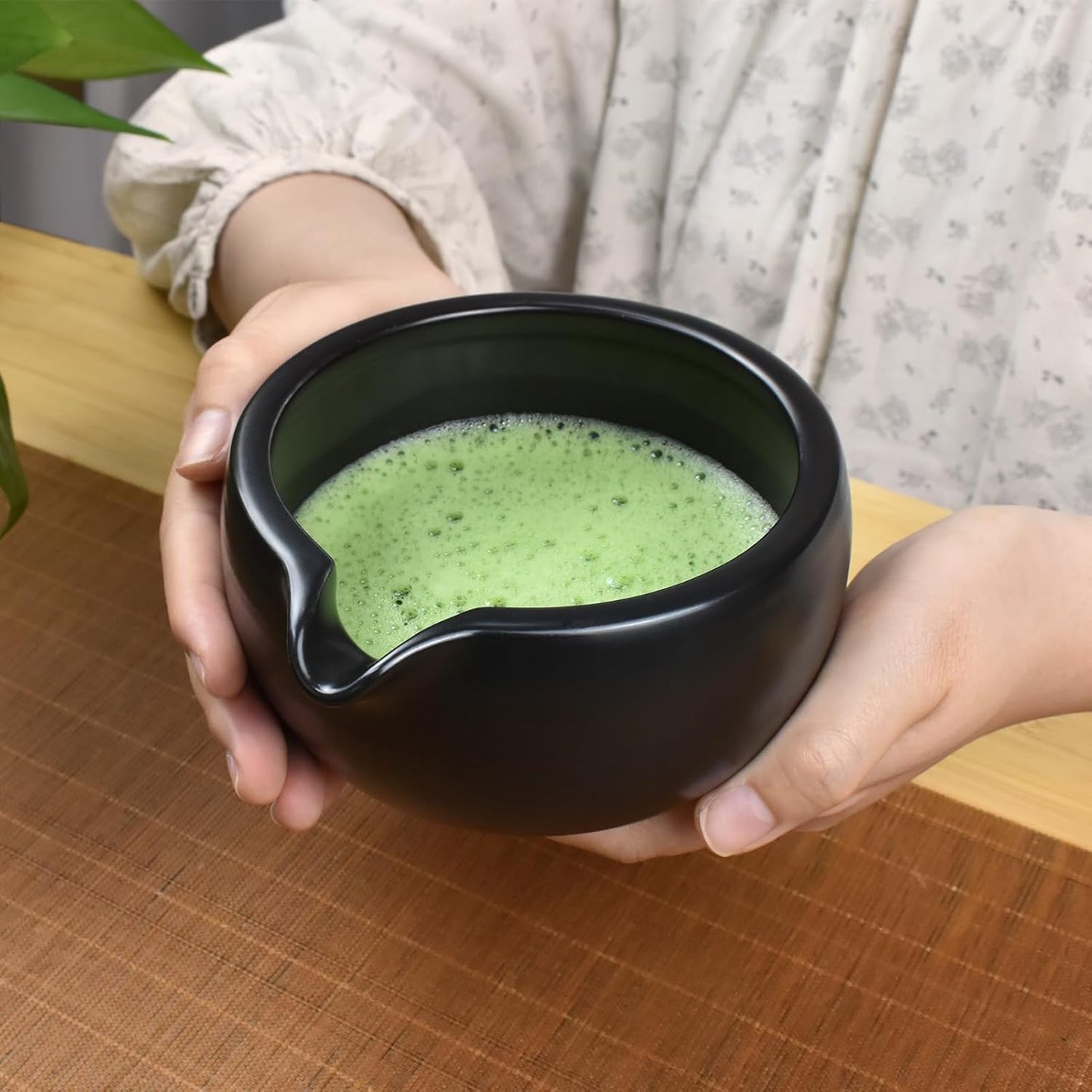 Artcome 7 Pcs Complete Matcha Ceremony Kit for Tea Ceremony, Bowl with Pouring Spout, Whisk, Tea Scoop, Matcha Powder Strainer, Matchatools For Making Usucha, Koicha and Matcha Latte (Black)