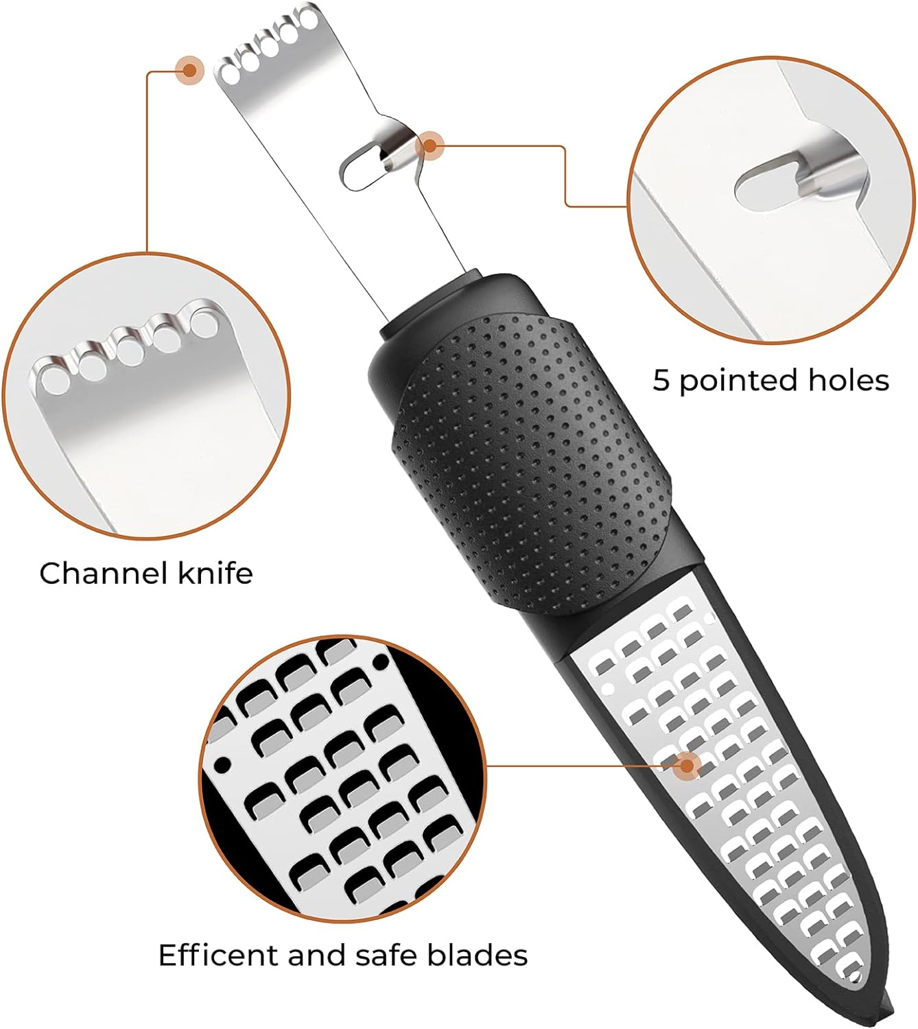Pisol Zester, Lemon Citrus Orange Zester and Grater Tool, Cheese Grater & Vegetable Grater for Lime, Garlic, Ginger, Chocolate, Fruits, Dishwasher Safe