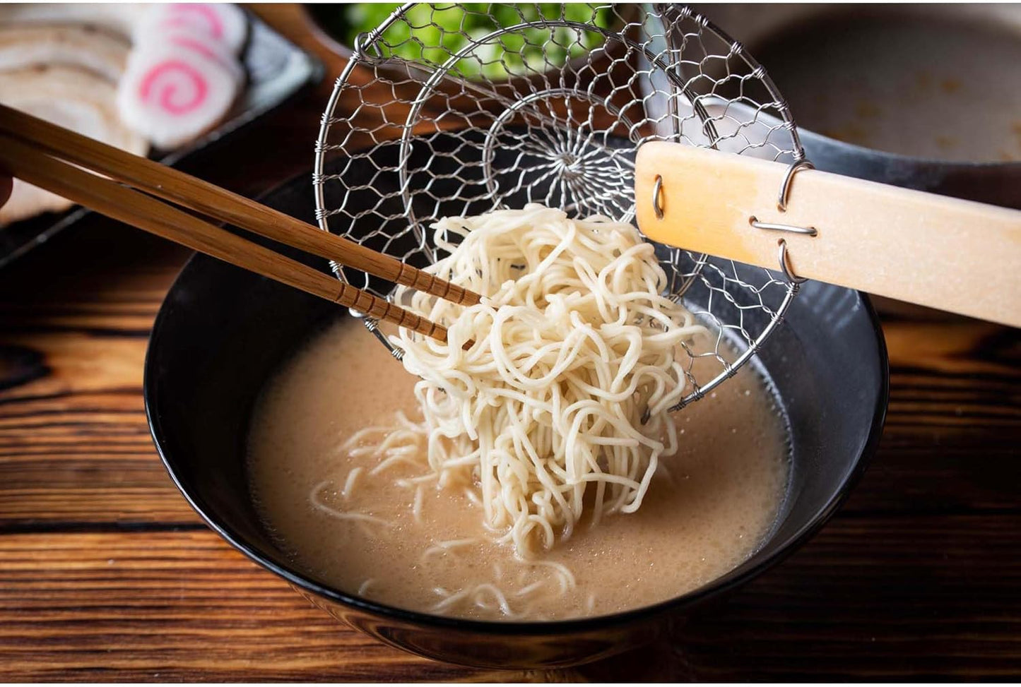 Helen's Asian Kitchen Spider Strainer, 5-Inch Stainless Steel Mesh Basket With Bamboo Handle, For Noodles, Dumplings, Wontons, Deep Frying, And Draining Tasks