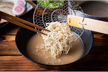 Helen's Asian Kitchen Spider Strainer, 5-Inch Stainless Steel Mesh Basket With Bamboo Handle, For Noodles, Dumplings, Wontons, Deep Frying, And Draining Tasks