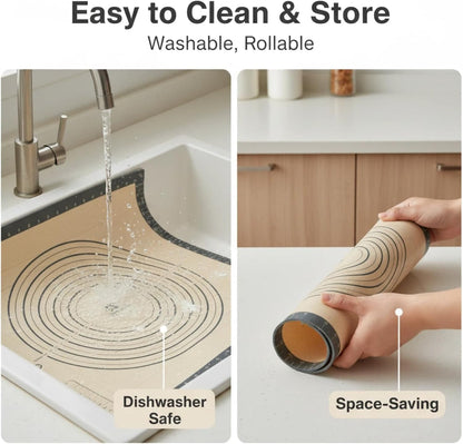 Silicone Baking Pastry Dough Mat - 28x20Inch Extra Large Cookie Bread Rolling Mats Sheet, Nonstick Kitchen Counter Kneading Board, Thick Reusable Pie Cookies Pizza Fondant Making Matt with Measurement