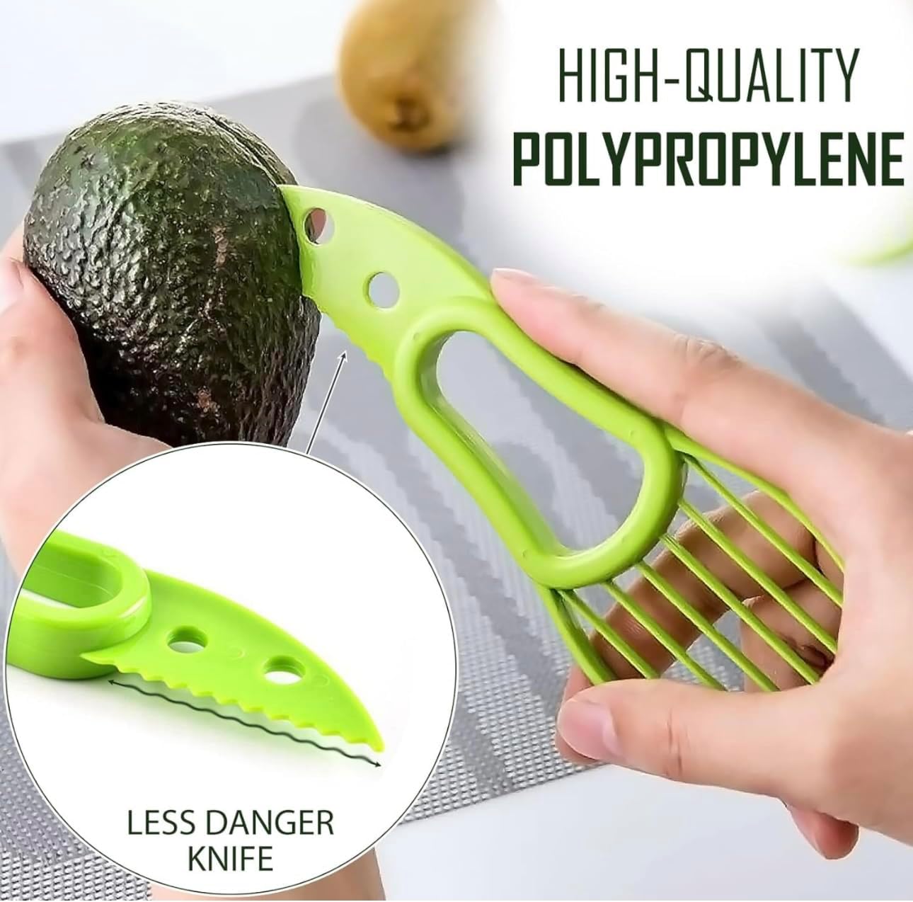 Avocado Peeler 3 in 1 Tool - Hassle-free Avocado Slicer, Pitter & Scooper - Kitchen Gadget for Hass Avocados - Easy to Use, Plastic Avocado Knife, Green - Must-Have Avocado Accessory!