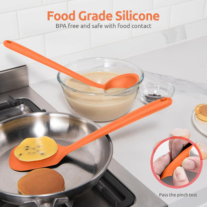 Silicone Kitchen Cooking Utensil Set: U-Taste High Heat Resistant 13.6in Long Kitchen Gadgets, BPA Free Non Stick Rubber Cook Accessories For Stir Frying, Serving, Basting, Mixing (5 Pieces, Black)