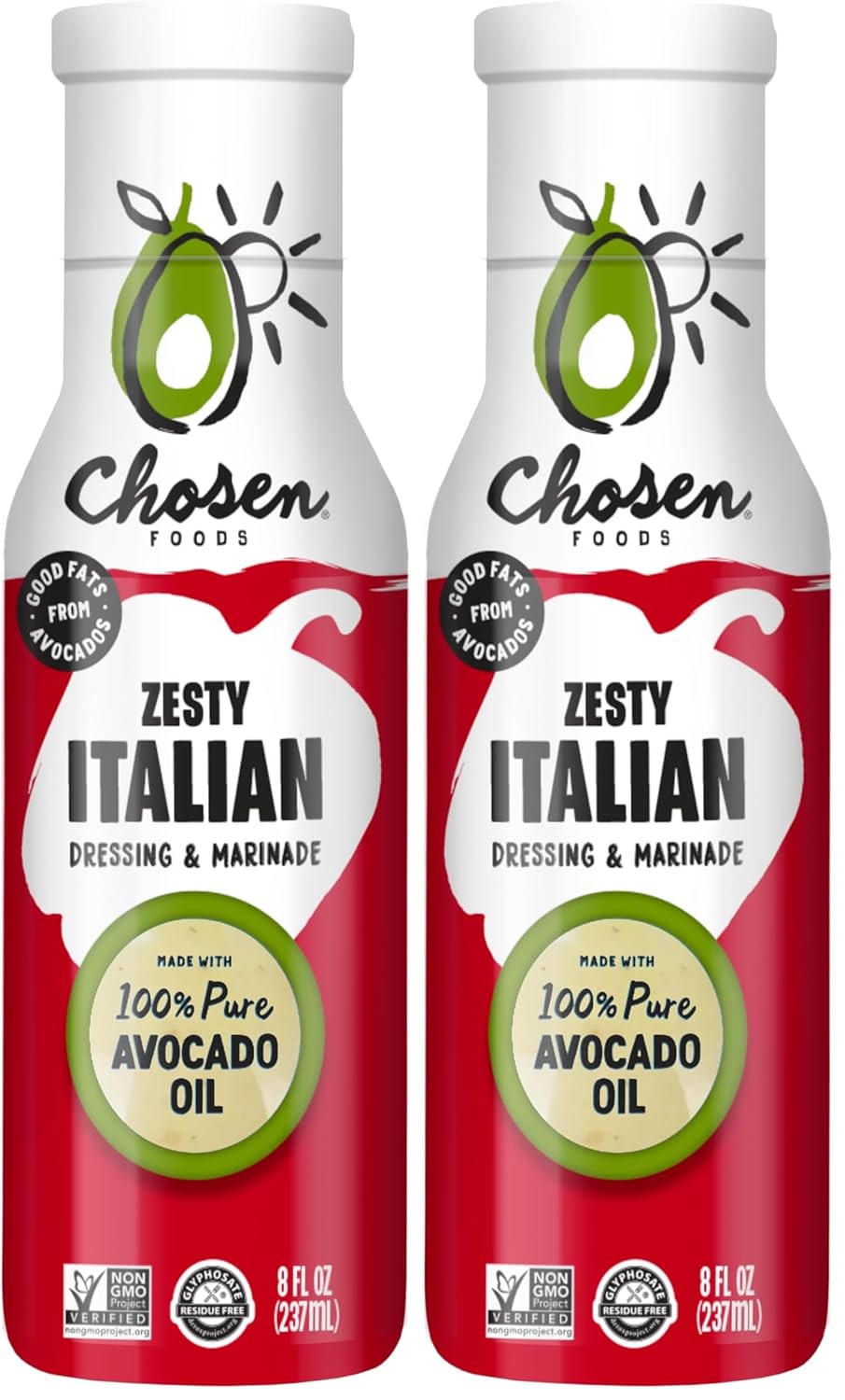 Chosen Foods Zesty Italian Dressing and Marinade 8 oz with Recipe e-Book Bundle