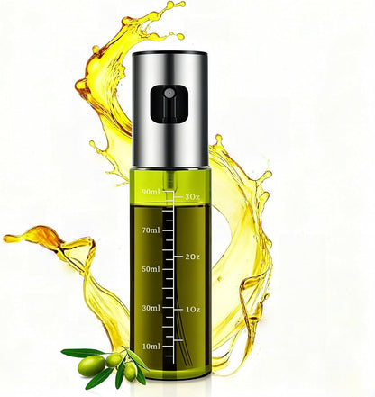 Cooking Oil Spray Bottle, Olive Oil and Avocado Oil Spray Bottle, 100ml Olive Oil Spray Bottle, Kitchen Tools, Air Fryer, Salad, Frying, Grilling (light-blocking glass)-Silver