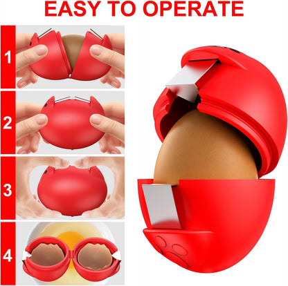 Egg Cracker, Silicone Egg Shell Opener, Cute Egg Shaped Design, Opens Eggs with Ease, A Little Happiness Boost for Your Kitchen. (Color: Red, 1-Pack)