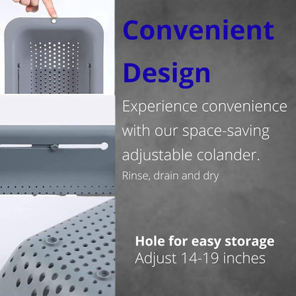 Extendable Sink Colander Strainer Basket, Over the Sink Collapsible Colander, Adjustable Over the Sink Colander Collapsible Drainer Basket for Washing Vegetables, Fruits & Draining Pasta
