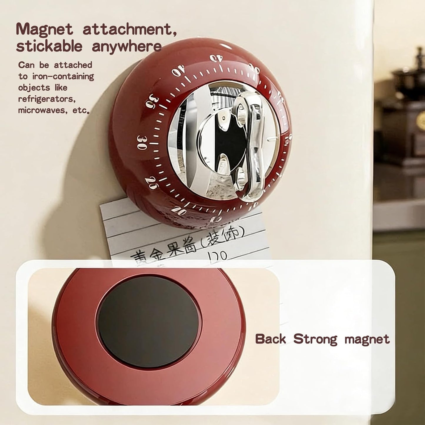 60-Minute Magnetic Timer, Mechanical Kitchen Cooking Reminder & Student Time Manager, Self-Discipline Alarm Clock for Time Management, Fridge Magnet Timer for Home School Office (Green)