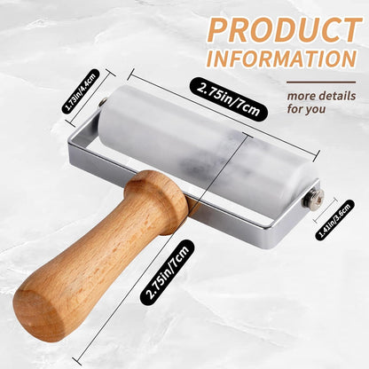 Small Marble Rolling Pin Pizza Roller with Dough Scraper Cutter, Marble Roller Non-Stick T-Type, For Cake Baking Tortilla Fudge Pizza Cookies and Other Kitchen Baking Cooking(White)
