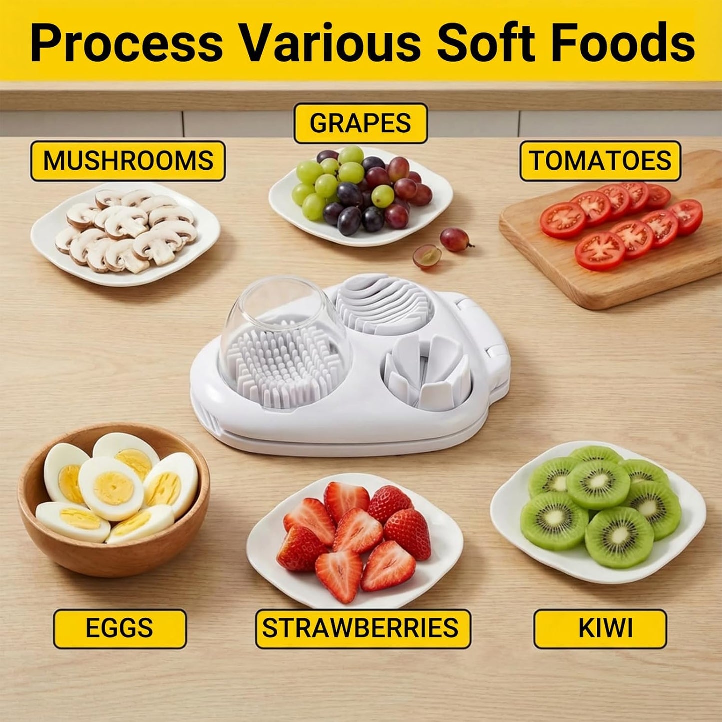 3-in-1 Heavy Duty Egg Slicer, Stainless Steel Blades with Multiple Cutting Modes for Hard Boiled Eggs, Mushrooms, Strawberry, Multifunctional Kitchen Tool, Send Goods from Local Warehouse