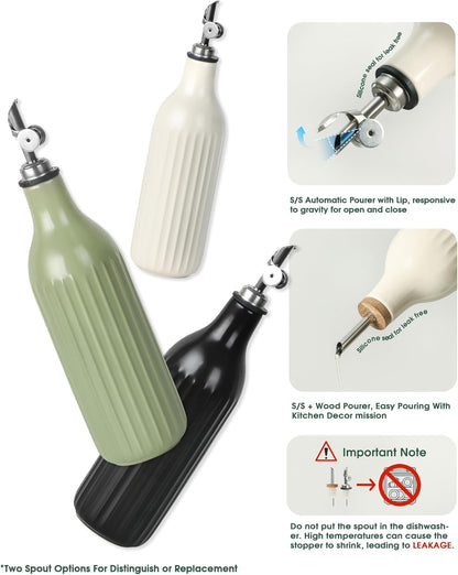 FE FUN ELEMENTS Olive Oil Dispenser Bottle, 19 oz Oil Dispenser for Kitchen and Vinegar Dispenser Bottle, Suitable for Vinegar, Coffee Syrups & Other Liquids, Off White