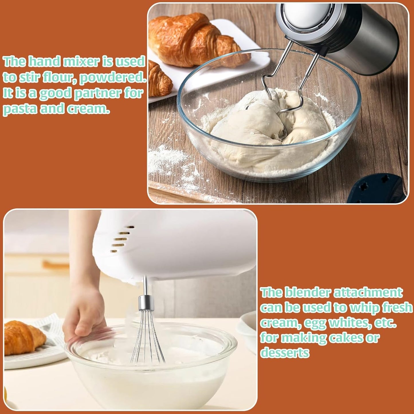 3Pcs Hand Mixer Beaters Dough Hook for Kitchen Aid, Stainless Steel Dough Hook for Kitchenaid Egg Beater Whisk Attachment for Kitchen Aide, Hand Mixer Attachment Restaurant Kitchen Accessories