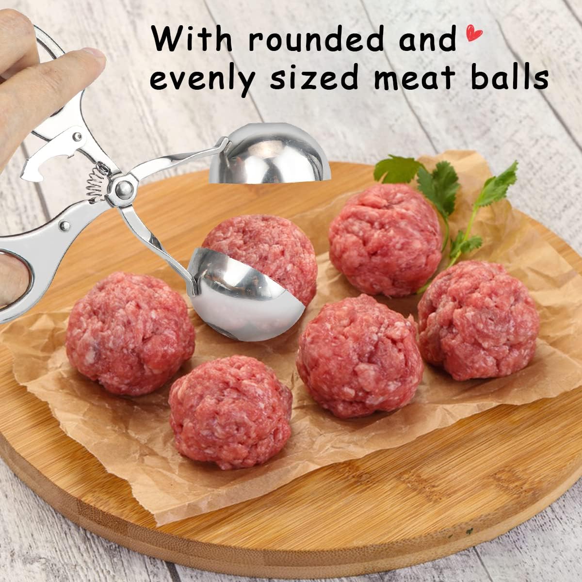 DOERDO Meatball Maker Stainless Steel Meat Baller Meatball Making Tool Ice Cream Scoop Disher Fruits Kitchen Tools, 4.5CM