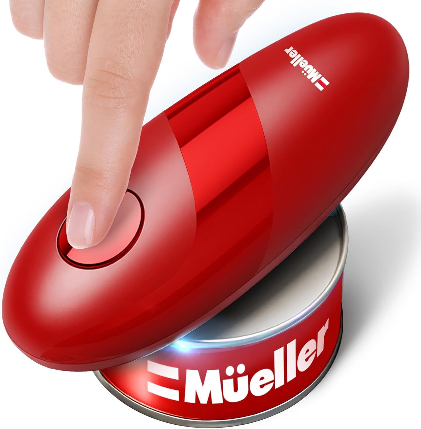 MUELLER HOME SmoothEdge Auto Electric Can Opener – Battery‑Operated One‑Touch w Magnet Lid Lifter – Portable Hands‑Free Automatic Can Openers for Seniors & Arthritis, Smooth‑Edge Cut Technology, Black