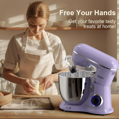 CEBORY 3-IN-1 Electric Stand Mixer, 6.5QT Bowl 660W 10-Speed Kitchen Mixer, Household Food Mixers include Dough Hook, Beater and Whisk, Bread Cake Mixer for Baking and Most Home Cooks, Pink