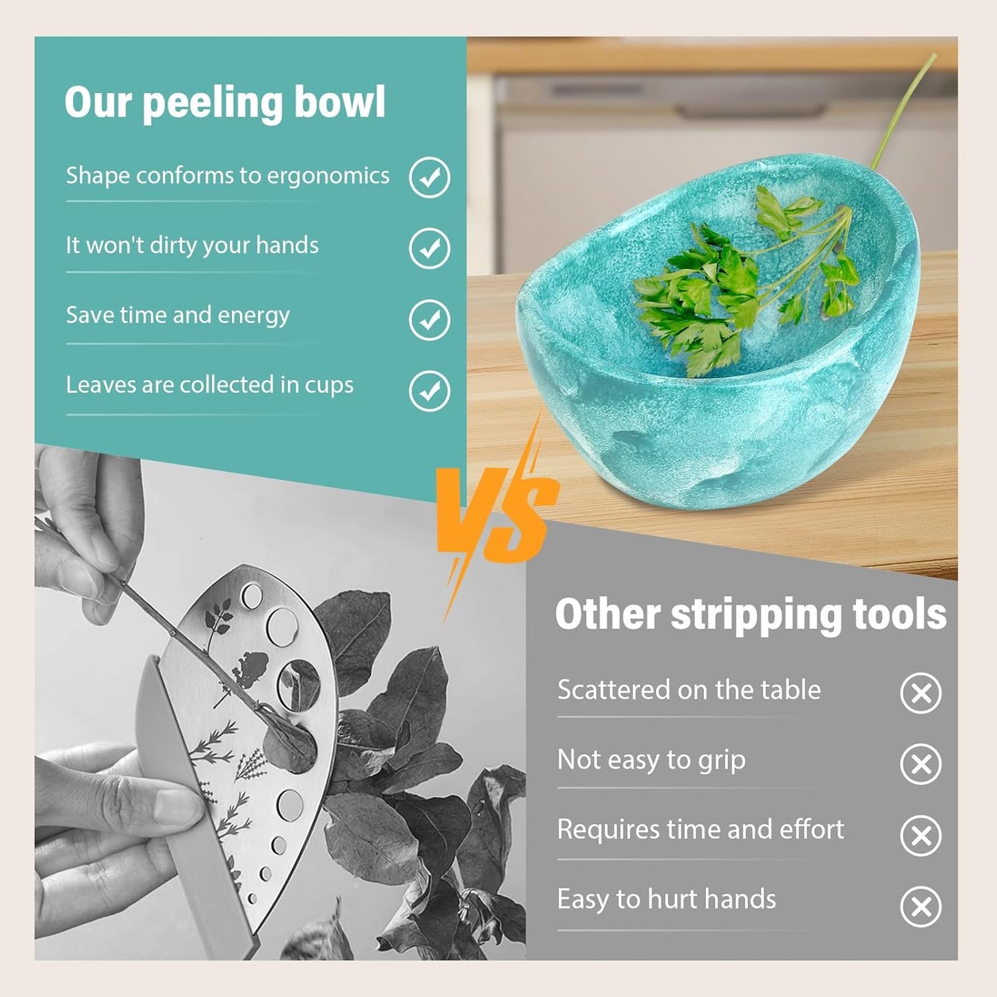 Pottery Herb Stripper Ceramic Bowl, Multiple Hole Sizes for Easy Leaf and Stem Separation, Durable and Dishwasher Safe Herb Stripping Tool for Kitchen Cooking (Green)