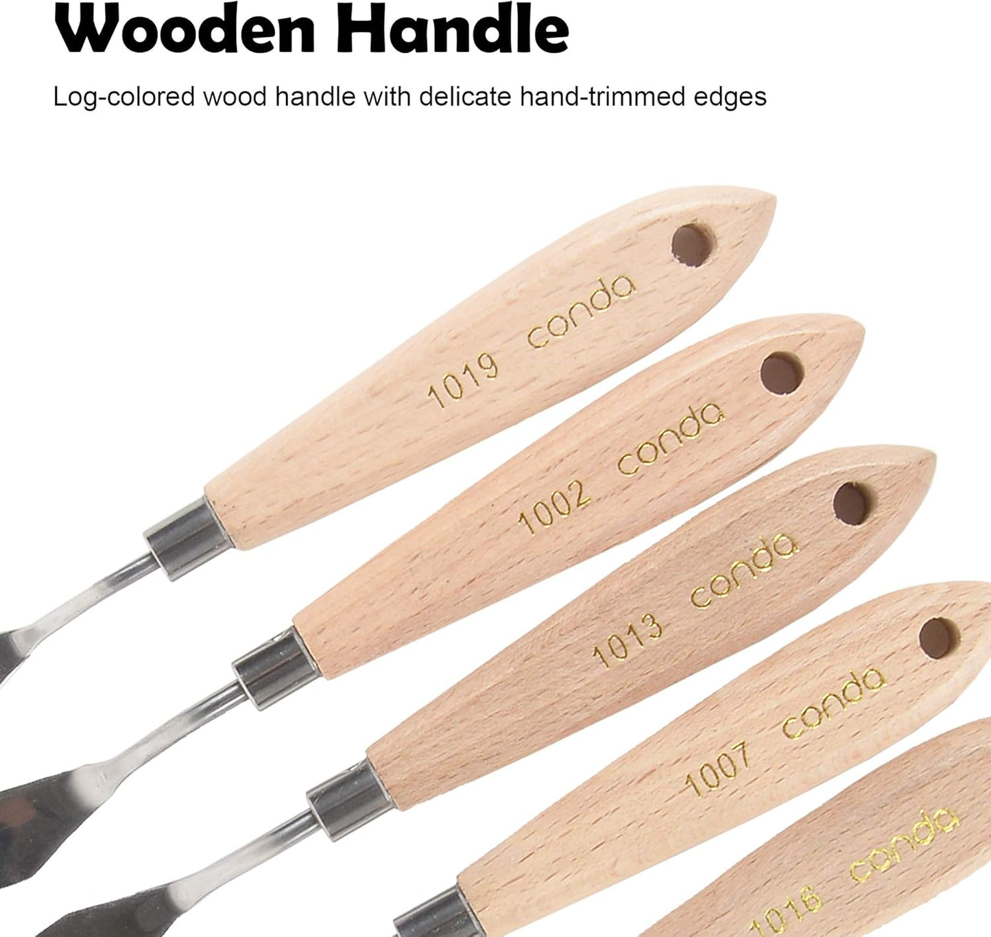 CONDA Palette Knife Painting Stainless Steel Spatula Palette Knife Oil Paint Metal Knives Wood Handle (Red 5 Piece)