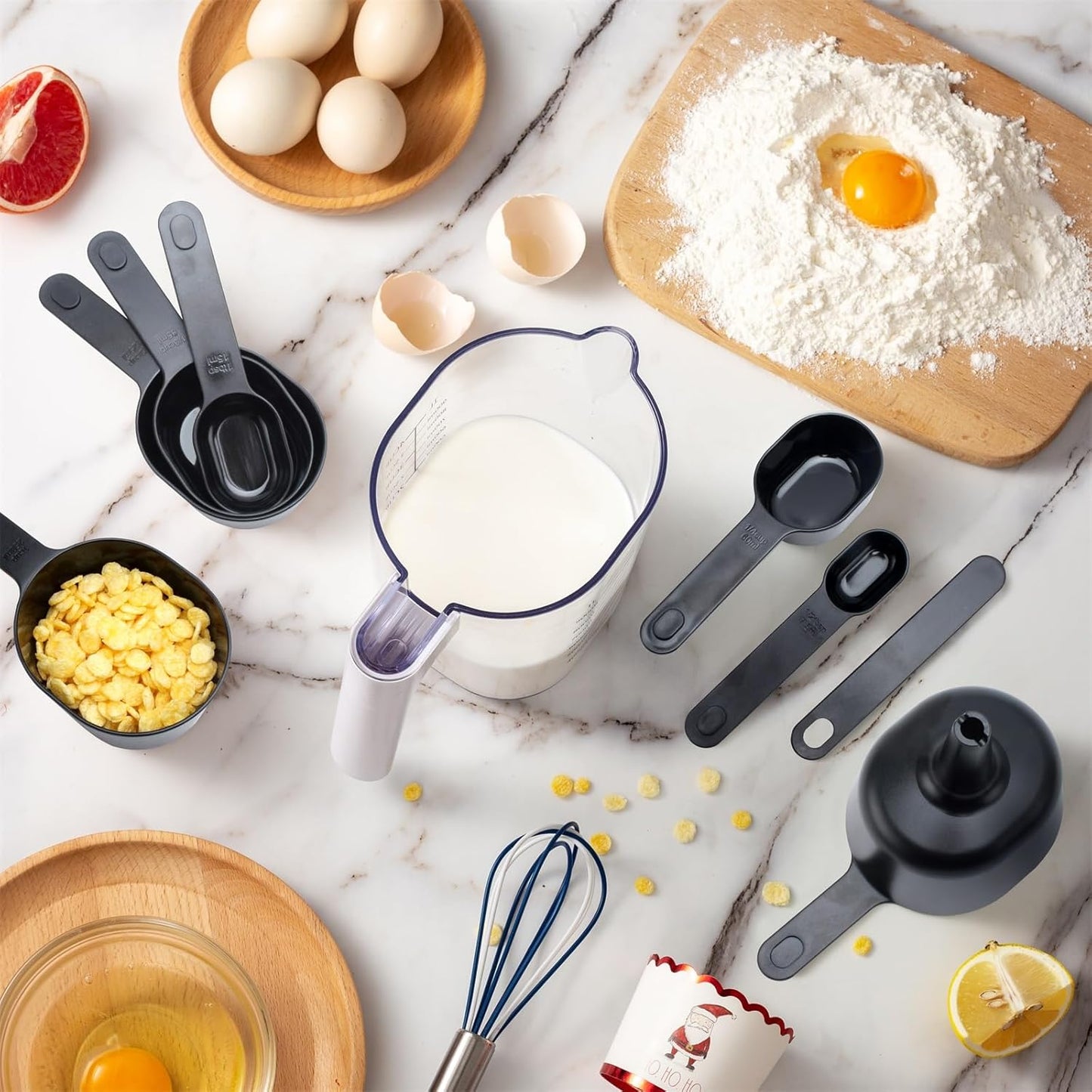 COOK WITH COLOR Measuring Cup Set - 9 PC. Nesting Stackable Liquid Measure Cup, Dry Measuring Cups and Spoons with Funnel and Scraper (Pastel)