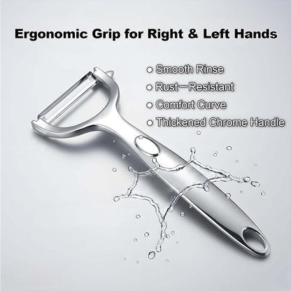 Premium Vegetable Peelers with Swivel Blade - Ultra Sharp 420 Stainless Steel Potato Apple Peeler, Ergonomic Handle & Potato Eye Remover, Dishwasher Safe