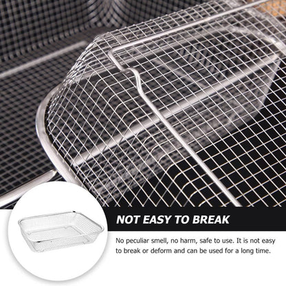 Angoily Stainless Steel Fruit Basket Rectangular Mesh Strainer Multi-Function Draining Basket for Kitchen Vegetable Washing 14.56X10.62X2.95In