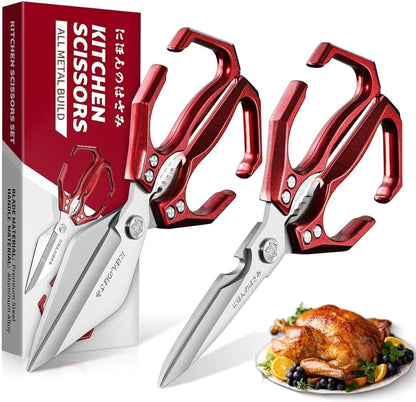 Dream Reach Poultry Shears, Heavy Duty Kitchen Shears with Serrated Edge, No Rust Spring Loaded, Multipurpose Stainless Steel Kitchen Scissors for Chicken, Bone, Meat, Turkey, Fish Thanksgiving Gifts