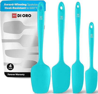 DI ORO Silicone Spatula Set - Rubber Kitchen Spatulas for Baking, Cooking, & Mixing - 600°F Heat-Resistant & BPA Free Silicone Scraper Spatulas for Nonstick Cookware - Dishwasher Safe (4pc, Black)