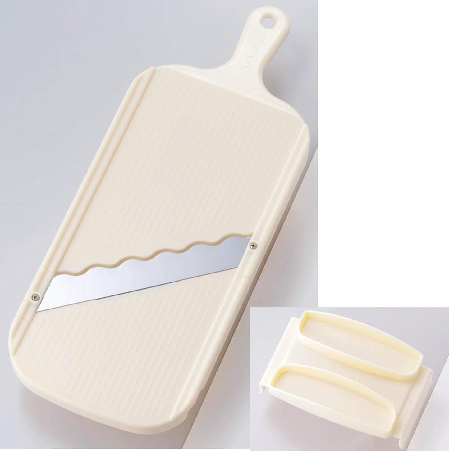 Arnest Handheld Mandoline Slicer for Kitchen, Wavy Blade Veggie Slicer - Comes with Safety Grip, Made in Japan