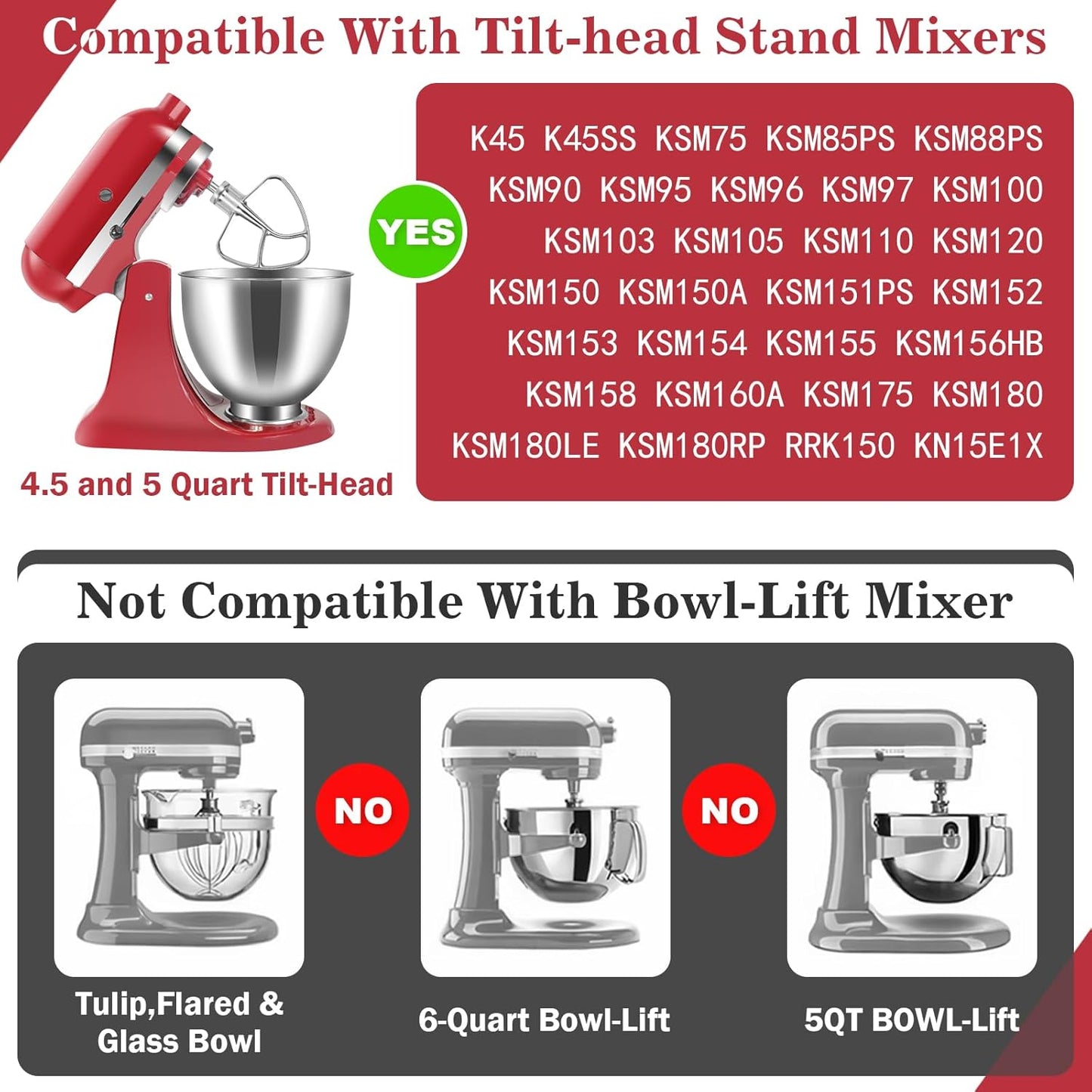 Flex Edge Beater Accessories and Attachments for KitchenAid 6 Quart Bowl-Lift Stand Mixer, Pastry Paddle Attachment for Kitchenaid, Dishwasher Safe, White