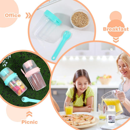 6 Pcs Salad Shaker Cup with Lids and Fork Fresh Salad Shaker Container for Lunch, Portable Breakfast Meal Vegetable and Fruits, White, Pink, Green
