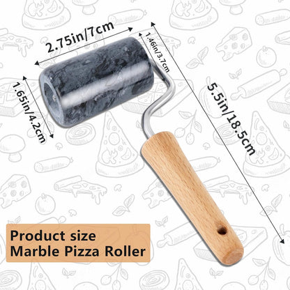 Tianman Small Marble Rolling Pin Pizza Roller, Marble Pastry Roller Non-Stick T-Type, For Cake Baking Tortilla Fudge Pizza Cookies and Other Kitchen Baking Cooking (Type 1 White).